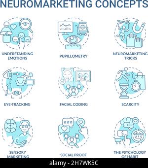 Marketing neurosicence concept icons set Stock Vector
