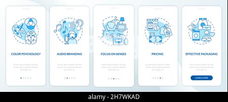 Examples of neuroscience onboarding mobile app page screen Stock Vector