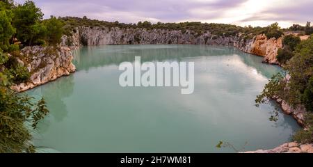 Zmajevo Oko or Dragon eye lake and blue lagoon near Rogoznica, Croatia Stock Photo