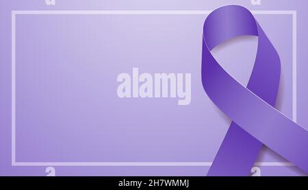 Alzheimer's disease awareness month concept. Banner template with purple ribbon.  Vector illustration. Stock Vector