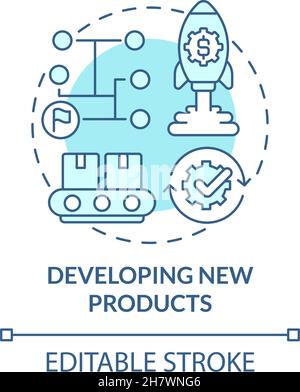 Developing new products blue concept icon Stock Vector