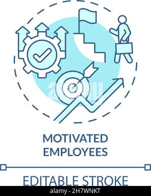 Motivated employees blue concept icon Stock Vector