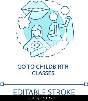 Go to childbirth classes blue concept icon Stock Vector