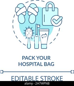 Pack hospital bag blue concept icon Stock Vector