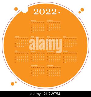 circle calendar on 2022 year. template calendar for business on Stock Vector