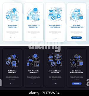 Copyright protection onboarding mobile app page screen Stock Vector