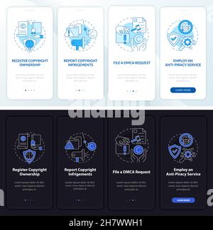 Piracy prevention onboarding mobile app page screen Stock Vector