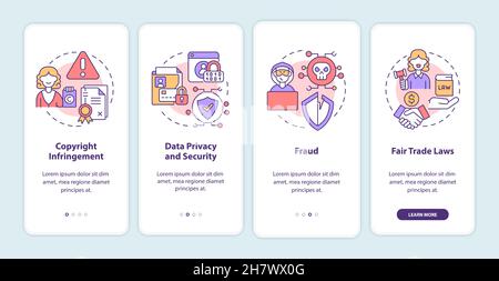 Online entrepreneurship risks onboarding mobile app page screen Stock Vector