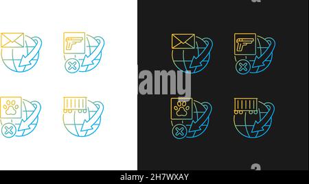 International shipment rules gradient icons set for dark and light mode Stock Vector