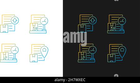 Shipment documents gradient icons set for dark and light mode Stock Vector