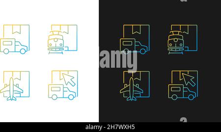 International shipping types gradient icons set for dark and light mode Stock Vector