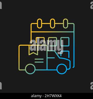 International orders shipping schedule gradient vector icon for dark theme Stock Vector