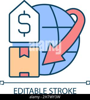 International shipping price RGB color icon Stock Vector