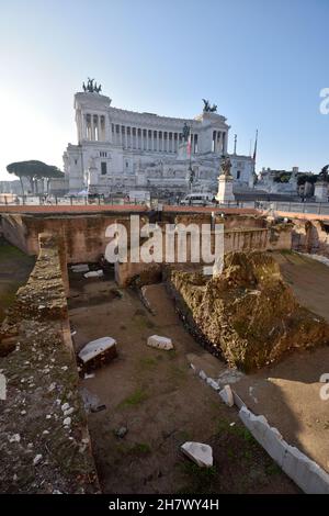 Italy, Rome, Piazza Venezia, ruins of the Hadrian's Auditoria Stock Photo