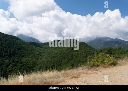 Wonderful view of the mountain range in Olympus Greek National Natural Park. Stock Photo