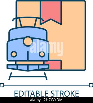 Worldwide rail cargo shipping RGB color icon Stock Vector