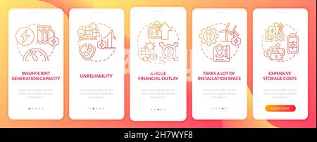Trouble with renewable power onboarding mobile app page screen Stock Vector