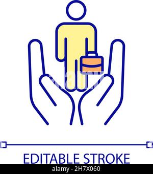 Insurance for employee RGB color icon Stock Vector