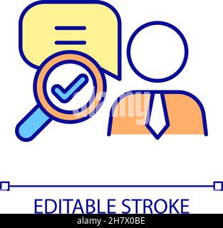 Investigate employee enquiry RGB color icon Stock Vector