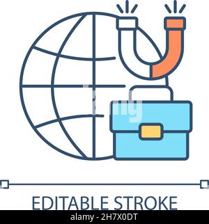 Global job hunting RGB color icon Stock Vector