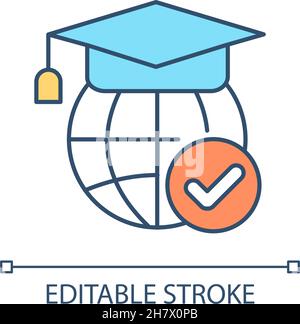 Studying abroad RGB color icon Stock Vector