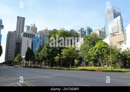 street and skyline in singapore Stock Photo