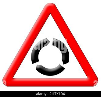 Roundabout traffic sign isolated over white background Stock Photo