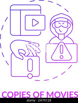 Copies of movies purple gradient concept icon Stock Vector