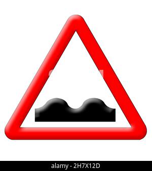 Bumps traffic sign isolated over white background Stock Photo