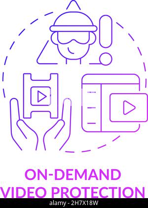 On-demand video protection purple gradient concept icon Stock Vector
