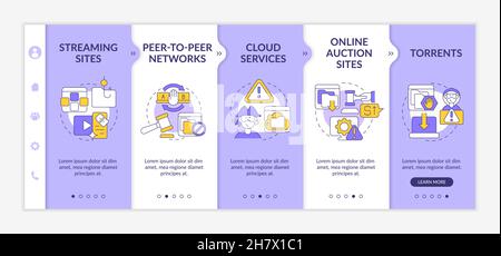 Copyrighted content sources onboarding vector template Stock Vector