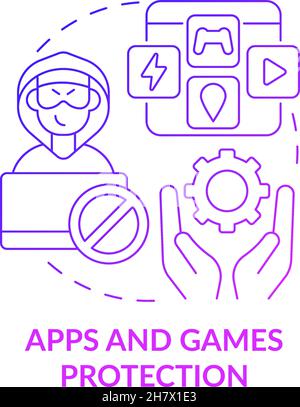 Apps and games protection purple gradient concept icon Stock Vector