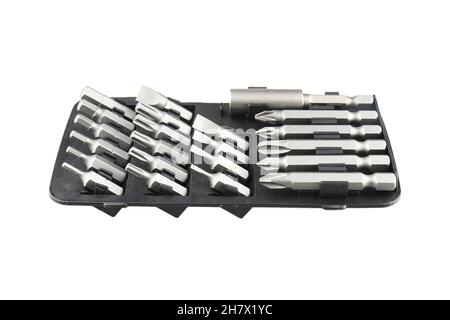 Various bits in a row in the bit holder Stock Photo
