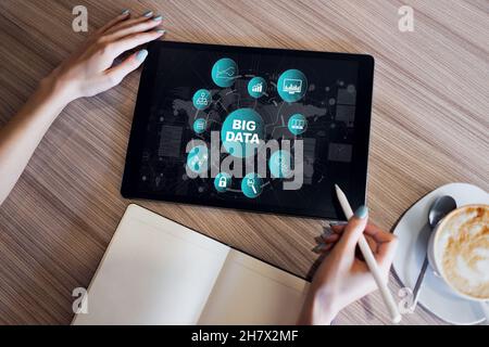 Big data. Tools for manipulation and analysis large amount of information. Internet and technology concept. Stock Photo