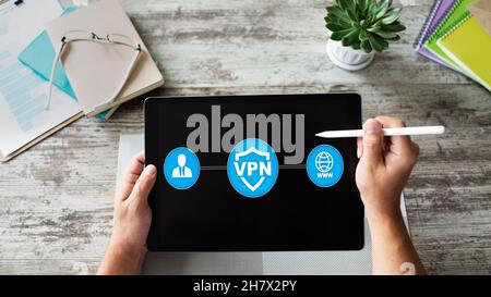 VPN - Virtual perivate network. Internet conncetion privacy concept. Stock Photo