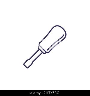 screwdriver icon, fix tool line vector Stock Vector