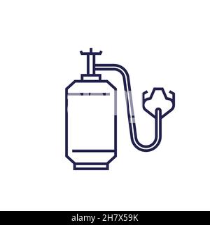 oxygen tank and mask line icon, vector Stock Vector