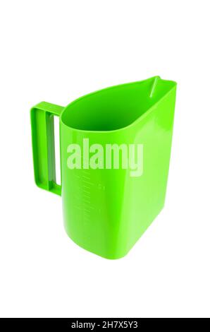 Green empty measuring cup isolated on white background Stock Photo