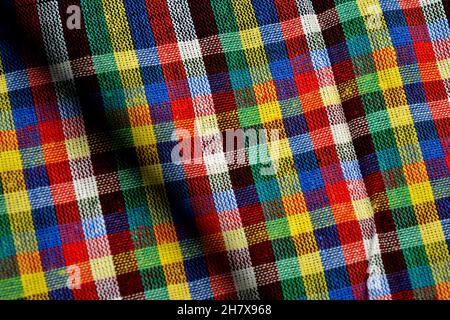 Kitchen towel dishcloth , colorful patterns of a fabric . Stock Photo