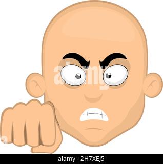 Vector illustration of the face of a cartoon bald man giving a fist bump Stock Vector