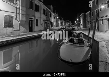 The magic of Buranoin Black and white Stock Photo