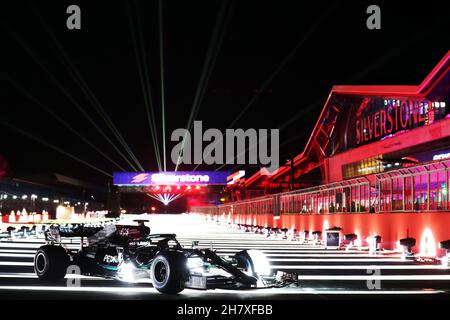 Anthony Davidson (GBR) Drives the Formula One Mercedes-AMG F1 W10 EQ Power+ around the Silverstone Lap of Lights Stock Photo