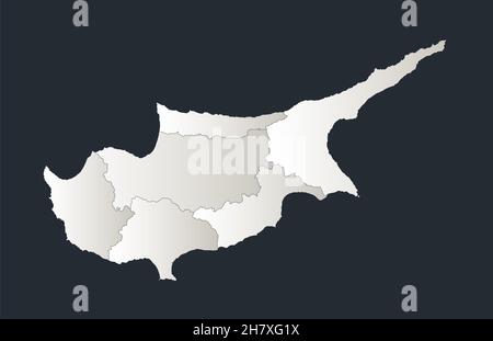 Cyprus map, Infographics flat design colors snow white, individual regions, blank Stock Photo