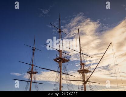 Tall ship masts with a seagull Stock Photo - Alamy