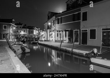 The magic of Buranoin Black and white Stock Photo