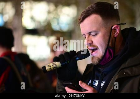 London, UK. 25th Nov, 2021. Emergency demonstration of 31 refugees drowned in the English Channel. This included at least 5 children outside the Home Office on 2021-11-25, London, UK. Credit: Picture Capital/Alamy Live News Stock Photo