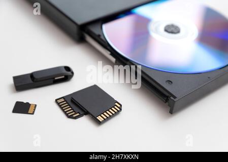 Multiple storage devices, data security, digital data storage Stock Photo