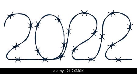 Illustration of the 2022 barbed wire number icon Stock Vector