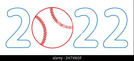 Illustration of the 2022 baseball ball lettering Stock Vector