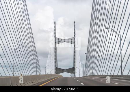Dames Point or Napoleon Bonaparte Broward suspension cable-stayed bridge over St. Johns River in Jacksonville, Florida Interstate 295 East Beltway Stock Photo